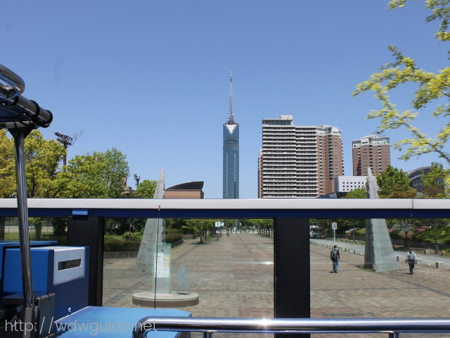 オープントップバスから見た福岡タワー
