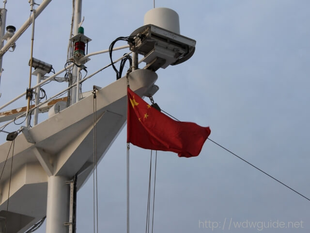 フォーレンダムに掲げられた中国国旗